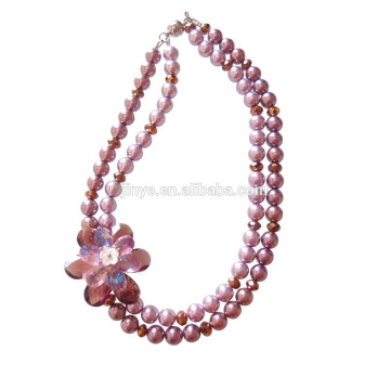 Collier de déclaration de fleur de cristal de perle de Bling de mode